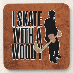 Ich Skate mit einem Woody (Hockey) Untersetzer