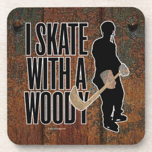 Ich Skate mit einem Woody (Hockey) Untersetzer
