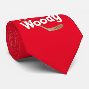 Ich Skate mit Woodie Hockey Stick Red Neck Tie Krawatte