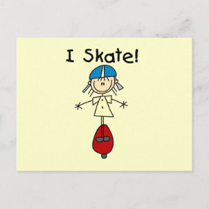 Ich Skate Skateboard Fahrendes Mädchen Postkarte