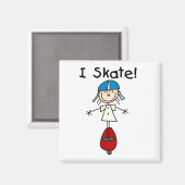 Ich skate Stickfiguren Magnet (Vorderseite/Rückseite)