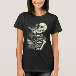 Ich Skelett und Katze Kunst Vintage-Malerei Lalami T-Shirt