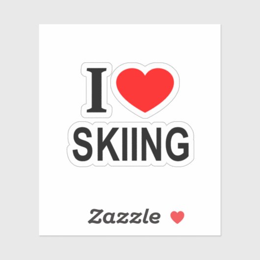 ICH ❤️ SKIEN I LIEBE SKIING I HERZ SKIING Vinyl Aufkleber (Blatt)