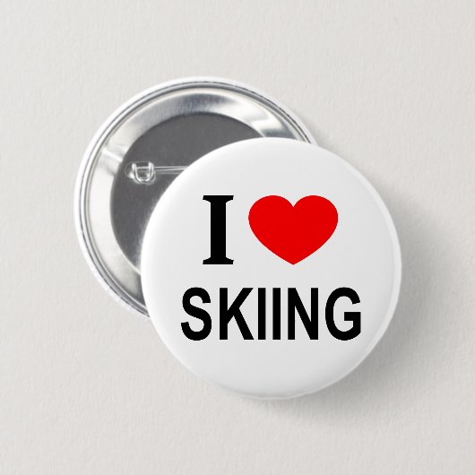 ICH ❤️ SKIFAHREN I LIEBE SKIING I HERZSKIING BUTTON (Vorne & Hinten)