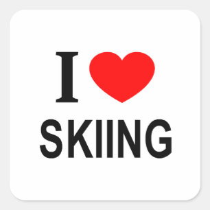 Ich ❤️ SKIFAHREN ICH LIEBE SKIFAHREN ICH MAG SKIFA Quadratischer Aufkleber