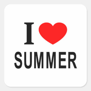 ICH ❤️ SOMMER I LIEBE SOMMER I HERKUNFT SOMMER QUADRATISCHER AUFKLEBER