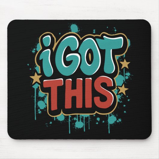 ICH SORG DAFÜR Graffiti-Style-Motiv-Typografie Mousepad (Vorne)