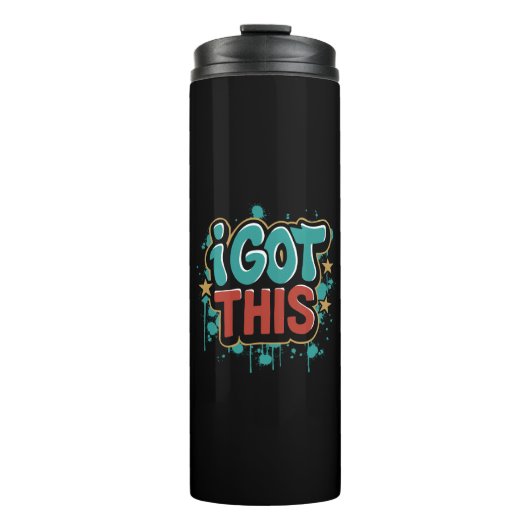 ICH SORG DAFÜR Graffiti-Style Motivations-Typograf Thermosbecher (Vorderseite)