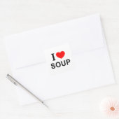 ICH ❤️ SOUP I LIEBE SOUP I HERZ SOUP QUADRATISCHER AUFKLEBER (Umschlag)