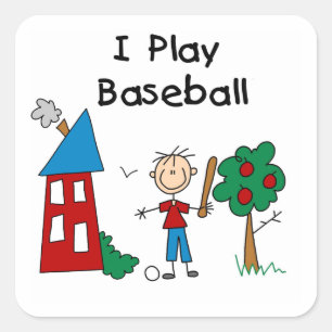 Ich spiele Baseball Quadratischer Aufkleber