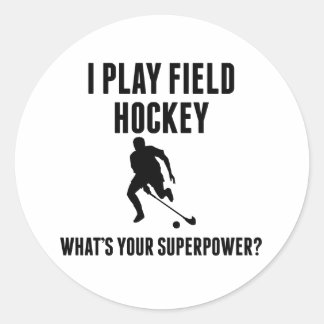 Ich spiele Feldhockey Was ist deine Supermacht? Runder Aufkleber