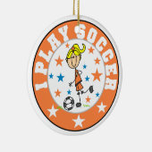 Ich spiele Fußball-T - Shirt und -Geschenke Keramikornament (Rechts)