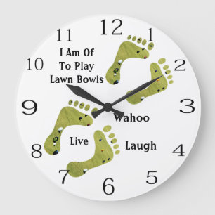 Ich spiele gerne Rasen-Bowls. Große Wanduhr