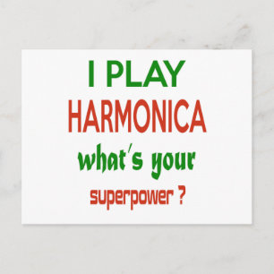 Ich spiele Harmonica, was ist deine Supermacht? Postkarte