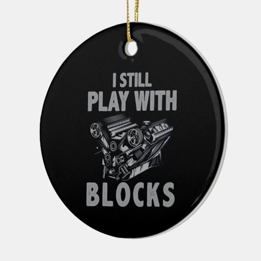 Ich spiele immer noch mit Blockrennen Keramik Ornament (Links)