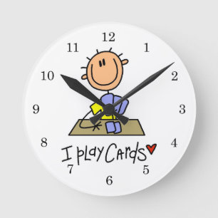 Ich spiele Karten Runde Wanduhr