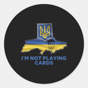 Ich spiele keine Karten Zelensky Trump Unterstützu Runder Aufkleber