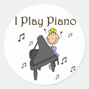 Ich spiele Klavier-Aufkleber-Aufkleber Runder Aufkleber