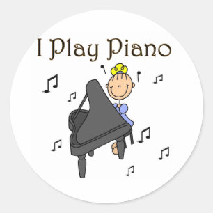 Ich spiele Klavier T-Shirts und Geschenke Runder Aufkleber