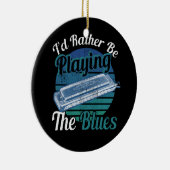 Ich spiele lieber die Blues Harmonica Player Mu Keramik Ornament (Rechts)