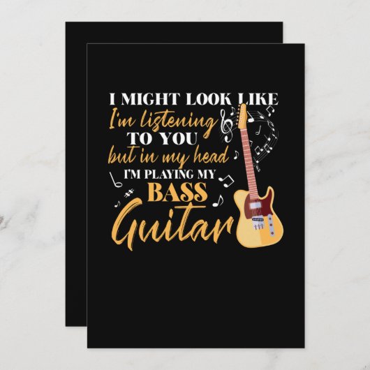 Ich spiele meine Bassgitarre Dankeskarte (Vorne/Hinten)