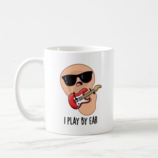 Ich spiele mit dem Ohr Funny Guitar Music Musician Kaffeetasse (Links)