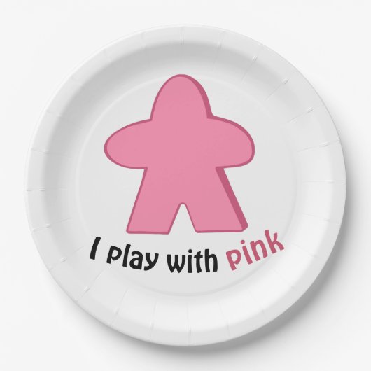 Ich spiele mit Pink Meeples Girl Gender Reveal Par Pappteller (Vorderseite)