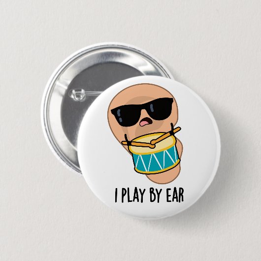 Ich spiele nach Ohr, Funny Drummer Puff Button (Vorne & Hinten)