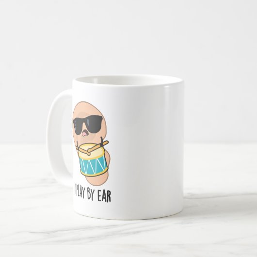 Ich spiele nach Ohr, Funny Drummer Puff Kaffeetasse (Vorderseite Links)