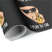 Ich spiele nach Ohr Funny Saxophone Puff Dark BG Geschenkpapier (Rolleneckpunkt)