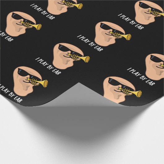 Ich spiele nach Ohren lustige Musik Puppe Dark BG Geschenkpapier (Ecke)