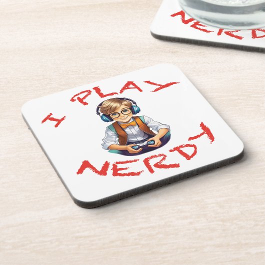 Ich spiele Nerdy Gamer Getränkeuntersetzer (Linke Seite)