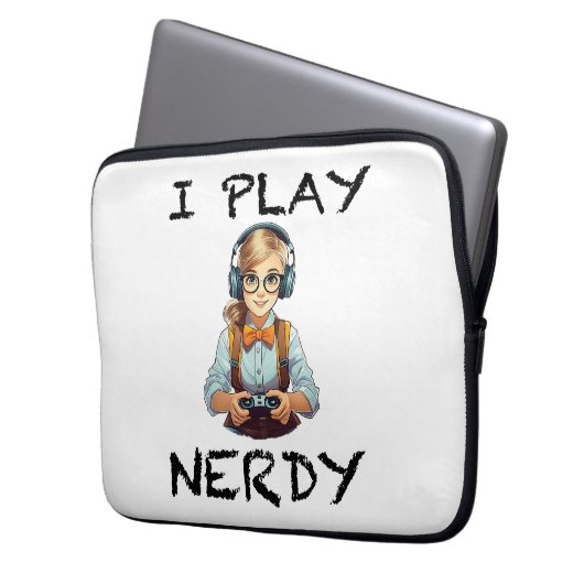 Ich spiele Nerdy Gamer Laptopschutzhülle (Vorderseite Links)