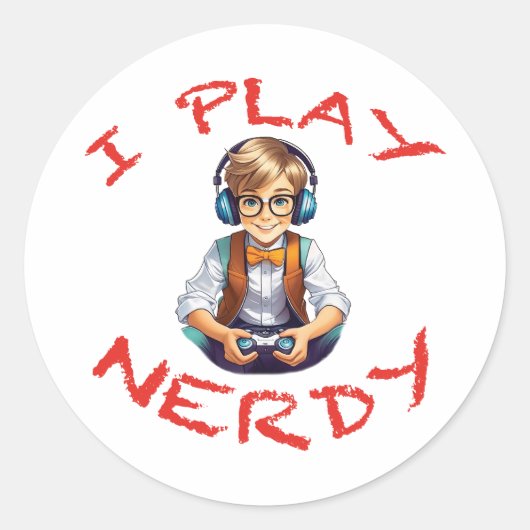 Ich spiele Nerdy Gamer Runder Aufkleber (Vorderseite)