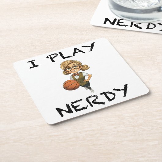 Ich spiele Nerdy Rechteckiger Pappuntersetzer (angewinkelt)