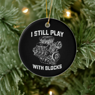 Ich spiele noch mit Blockautomaten Keramik Ornament