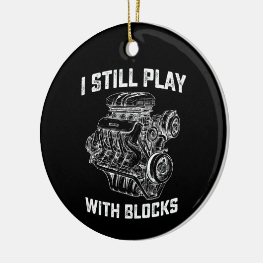 Ich spiele noch mit Blockautomaten Keramik Ornament (Links)