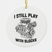 Ich spiele noch mit Blockautomaten Keramik Ornament (Vorne)