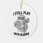 Ich spiele noch mit Blockautomaten Keramik Ornament (Links)