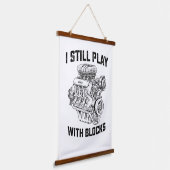 Ich spiele noch mit Blockautomaten Wandteppich Mit Holzrahmen (Gewinkelt)