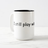 Ich spiele noch mit der Zug-Tasse Zweifarbige Tasse (Vorderseite Links)