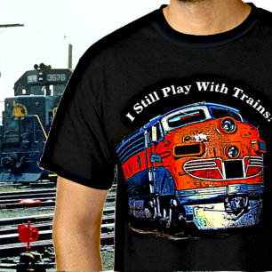 Ich spiele noch mit Zügen F7 Diesellokomotive T-Shirt
