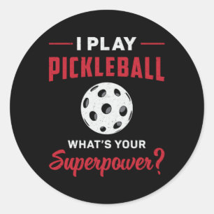 Ich spiele Pickleball Was ist dein superpower Dink Runder Aufkleber