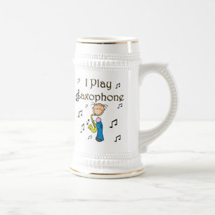 Ich spiele Saxophon Stick Figure T-Shirts und Gesc Bierglas