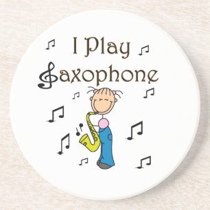 Ich spiele Saxophon Stick Figure T-Shirts und Gesc Getränkeuntersetzer