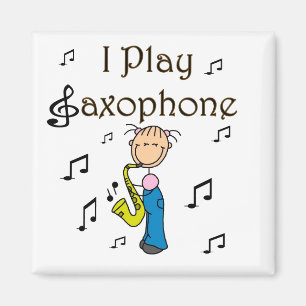 Ich spiele Saxophon Stick Figure T-Shirts und Gesc Magnet