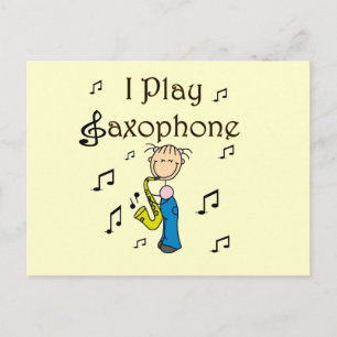 Ich spiele Saxophon Stick Figure T-Shirts und Gesc Postkarte