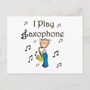 Ich spiele Saxophon Stick Figure T-Shirts und Gesc Postkarte