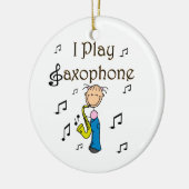 Ich spiele Saxophone Strichmännchen T - Shirt und Keramikornament (Links)