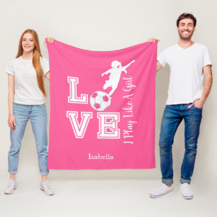 Ich spiele wie ein Mädchen - rosa Fußball Fleecedecke